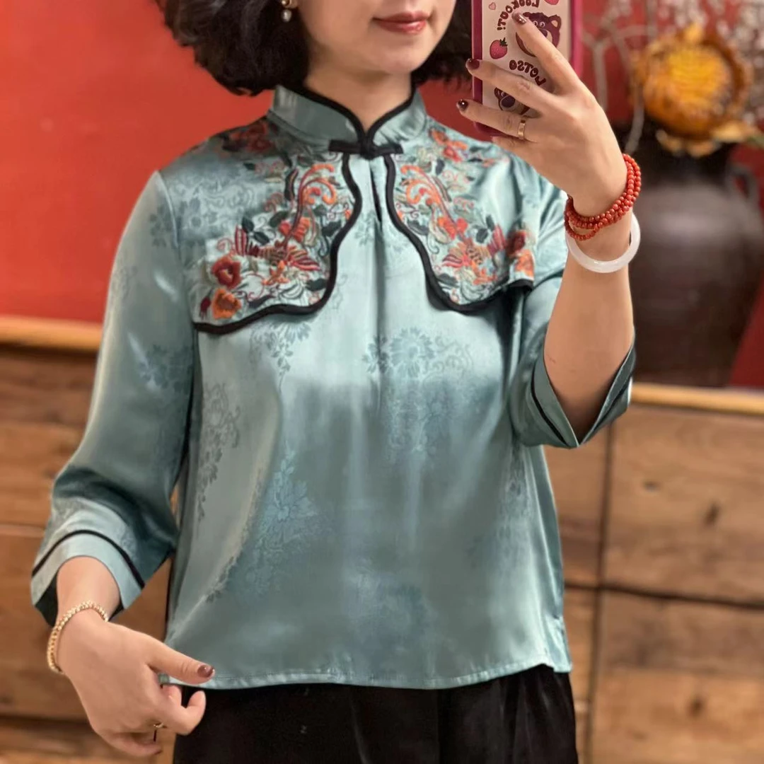 羊在在中国风日常提花重工女士上衣SY90201