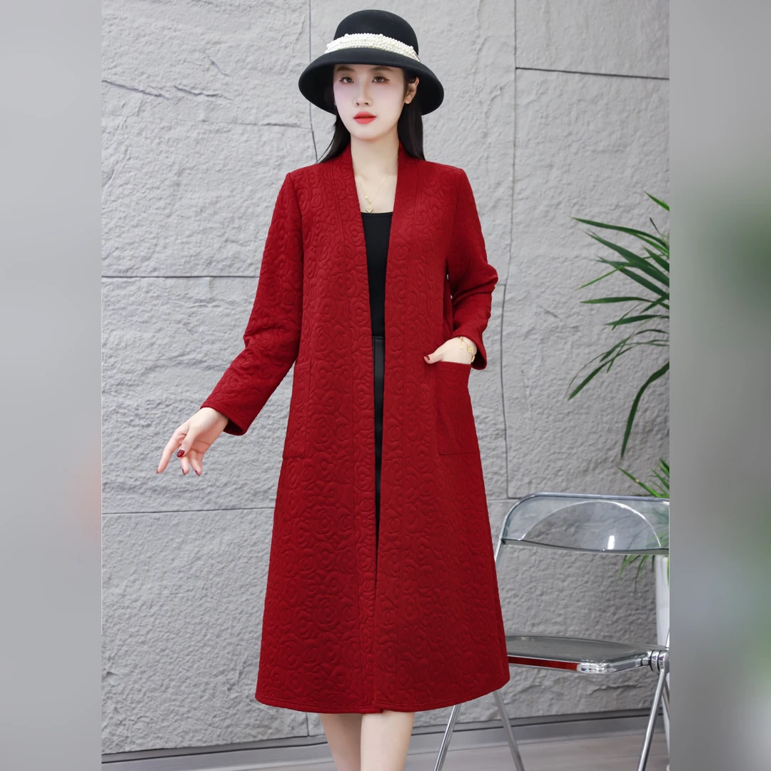 新品开衫玫瑰压花口袋加厚休闲外套209#