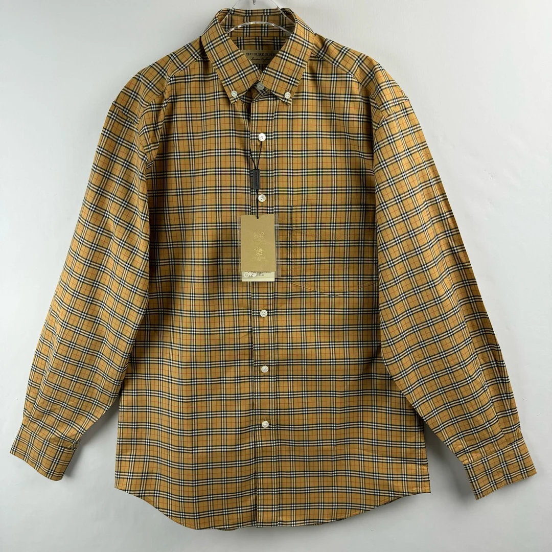 全新 9635337 Burberry 博柏利 经典格纹翻领长袖衬衫 棕色 S码