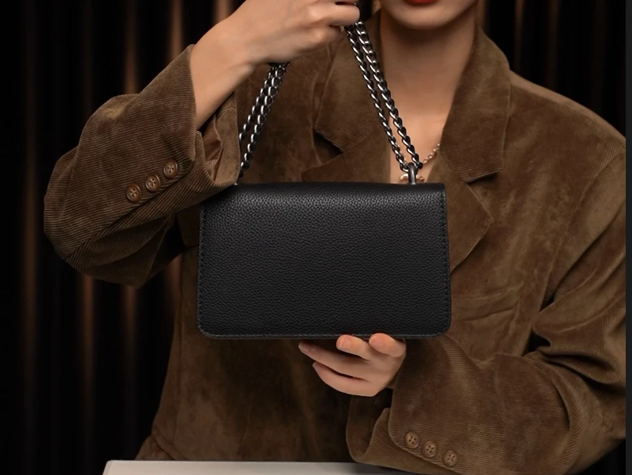LEATHER BAG STUDIO 原创高定 ”链条“ 真皮包-H1400