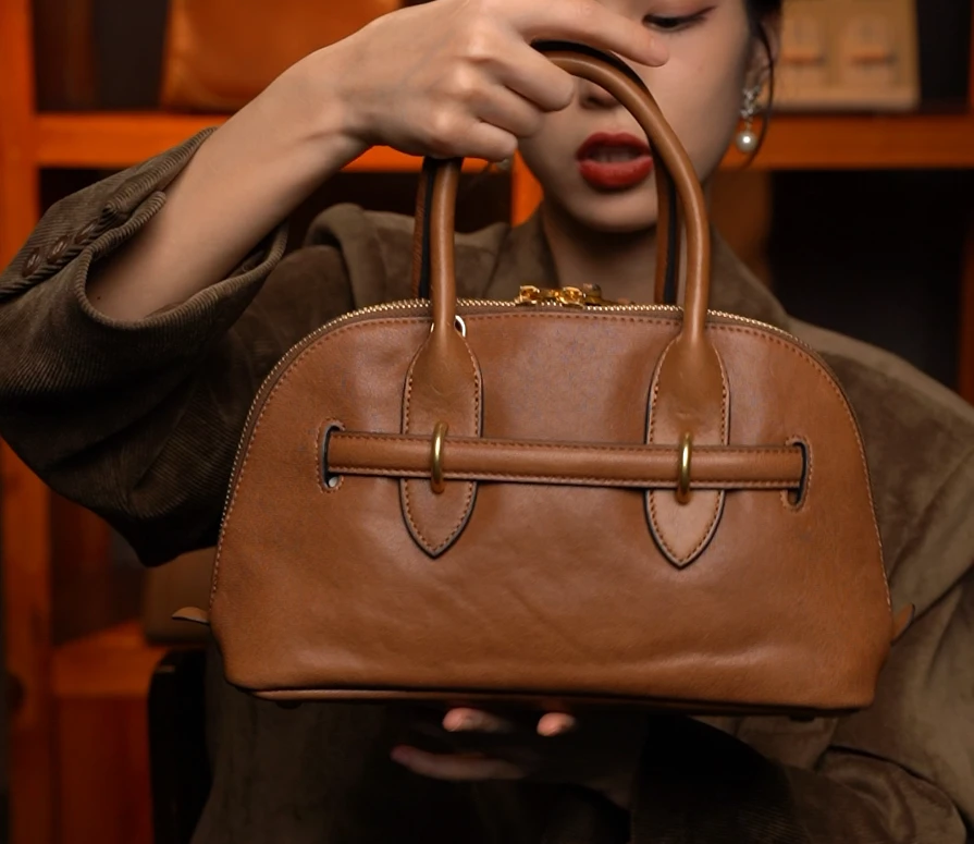 LEATHER BAG STUDIO 原创高定 ”保龄球“ 真皮包-H1356