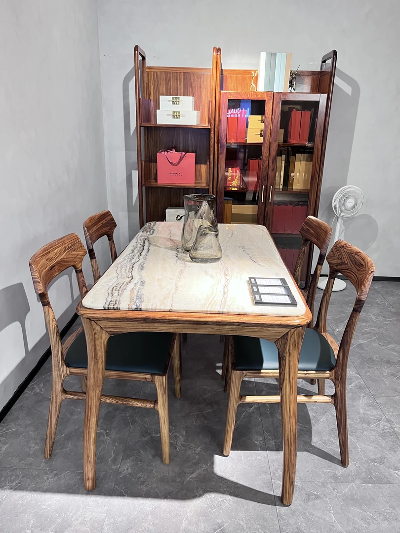 现代乌金木餐桌椅餐椅简约餐台长方形家用椅子吃饭桌饭桌子可实用