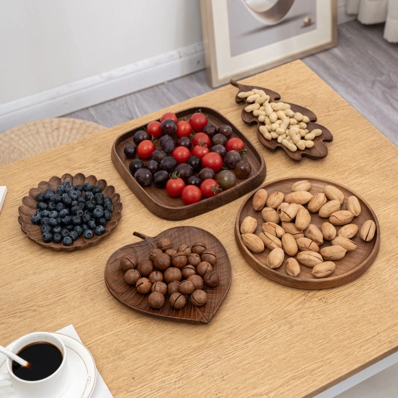 北美黑胡桃实木点心托盘小吃创意果盘客厅茶几水果托盘木碟