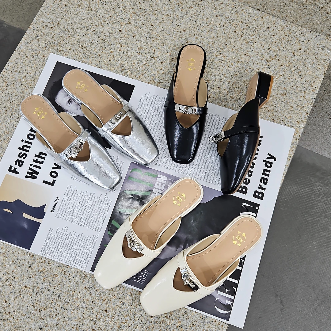 【精灵女王】法式仙女气质镂空真皮包头女外穿凉拖鞋平底