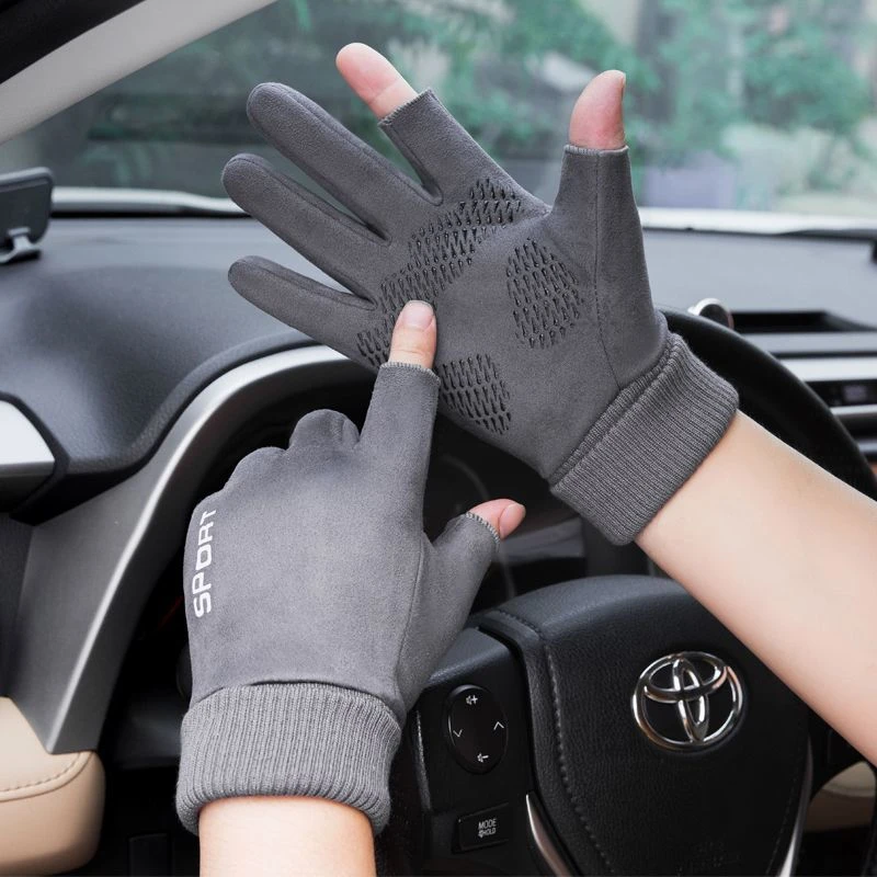 【秋冬保暖】加绒手套男秋冬季麂皮绒长腕防风触屏防滑骑行开车保暖