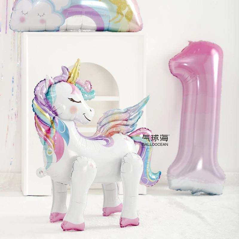 新款商场儿童气球独角兽铝膜生日派对加厚充气组合进口自备精品