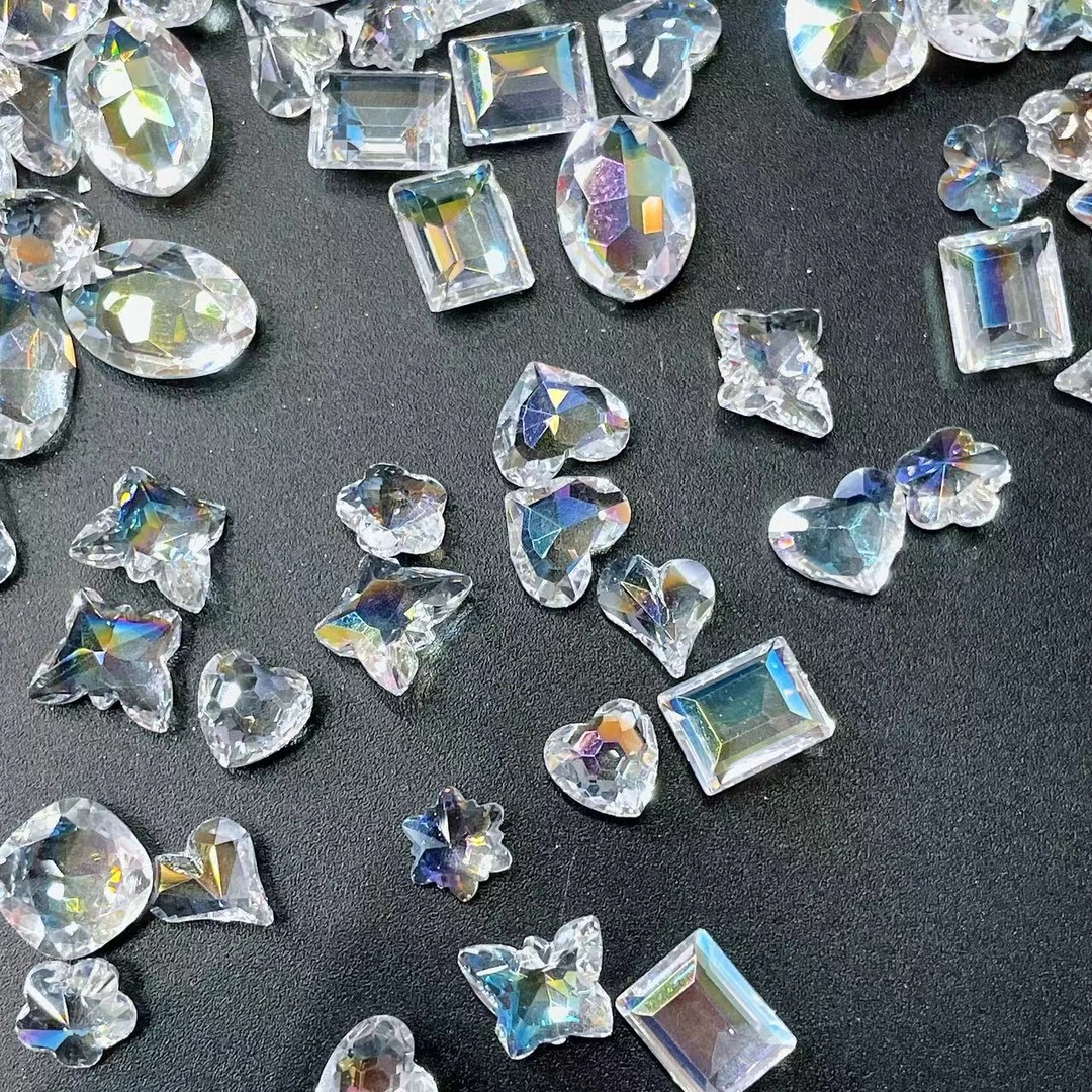 （透底冰岛极光白）高品质彩色尖底美甲钻 J1115