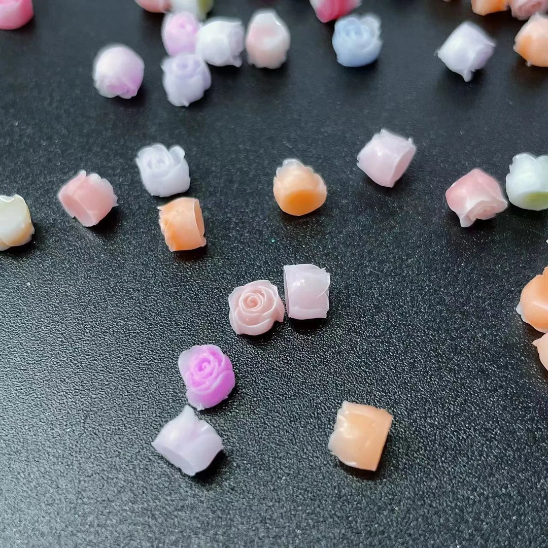 （晕染仿陶玫瑰花）美甲指尖DIY滴胶饰品指甲树脂饰品 T542