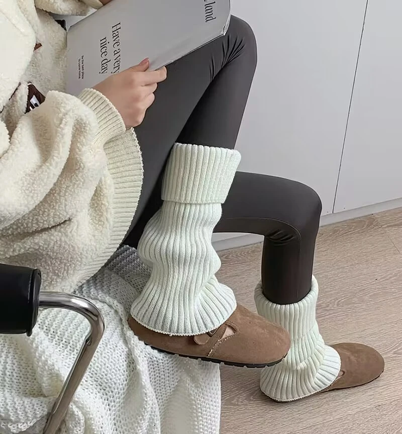 秋冬袜套堆堆袜女护腿套宽松款翻边纯色百搭针织脚套韩版ins潮袜