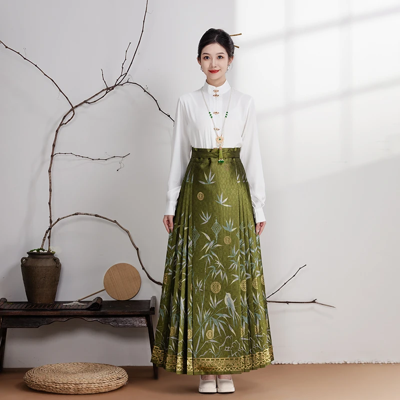 汉韵年【竹雀】高端妆花织金裙夏季新款国风明制女日常百搭