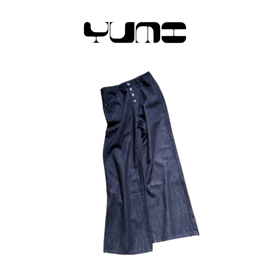 【YUMI】原牛多扣牛仔裤气质休闲裤