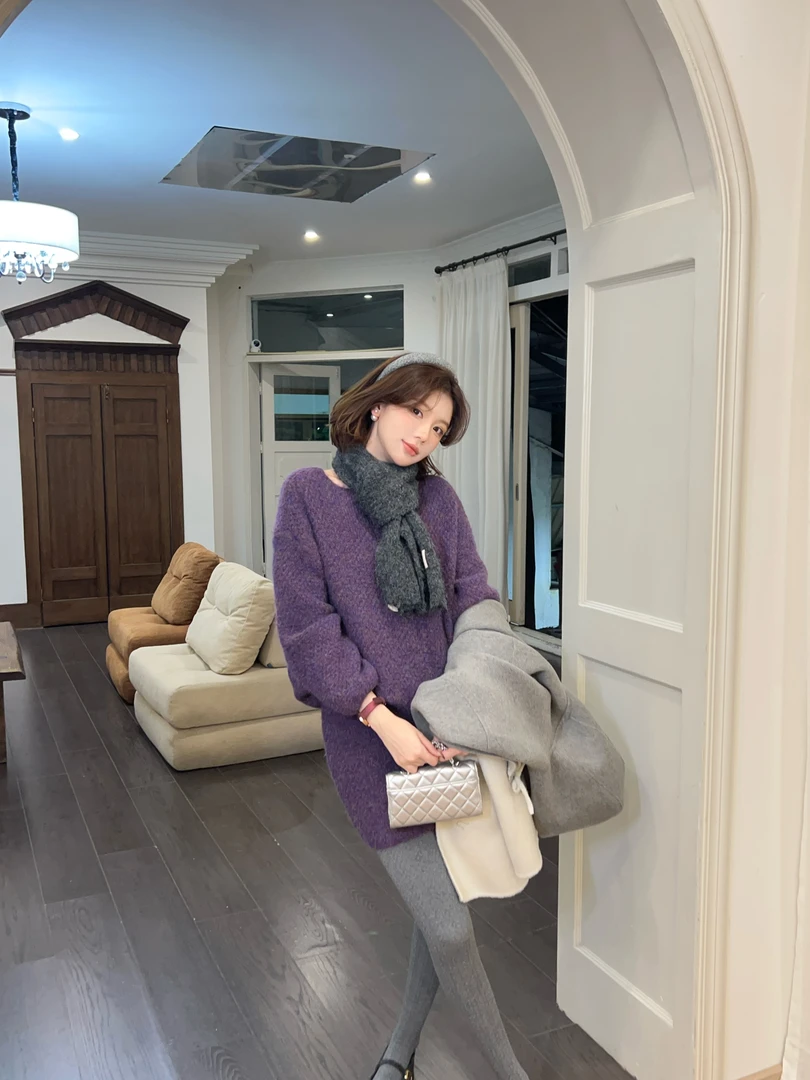 【大钱DAQIAN】艾斯顿 韩系温柔气质针织衫显瘦上衣包臀短裙套装