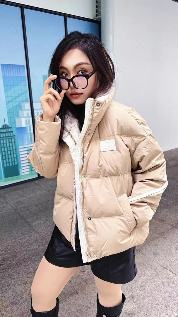 2023新款贴标立领时尚短款百搭撞色羽绒服情侣XF132