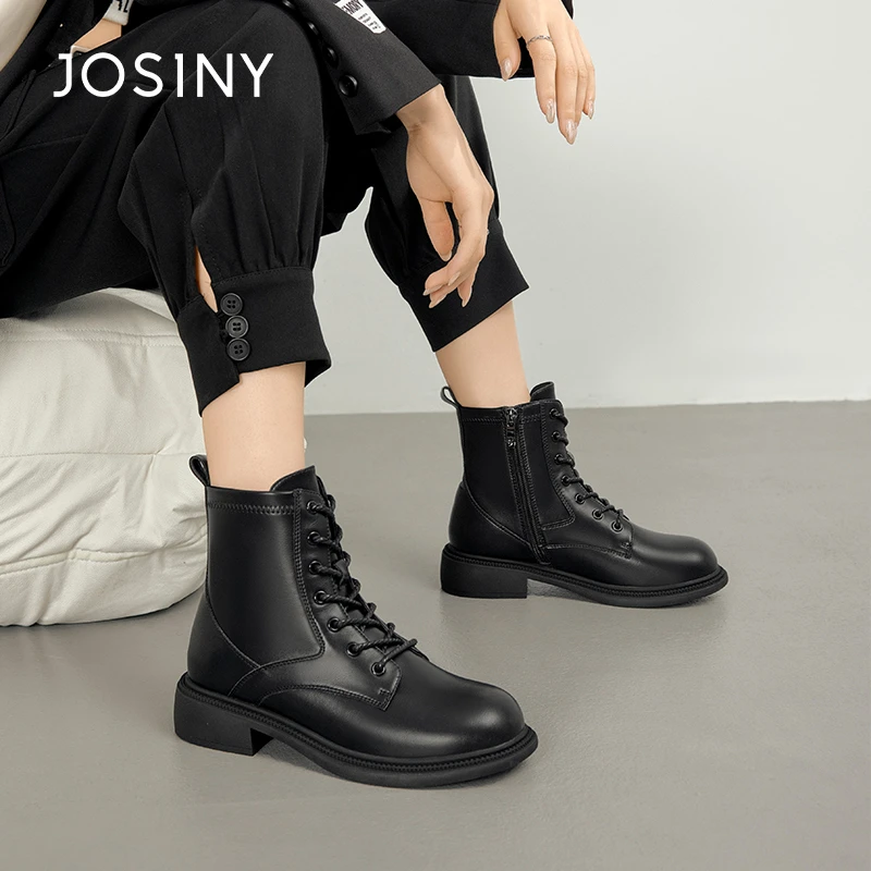 【媛媛女王专享】卓诗尼马丁靴白色百搭短靴圆头女靴英伦风