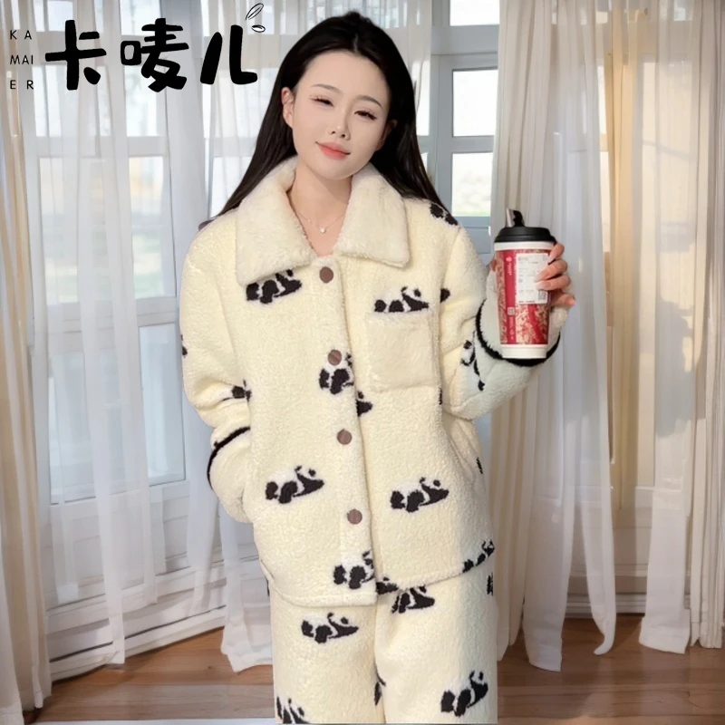 睡衣女加绒加厚冬款家居服女款爆款2024新款可爱风可外穿休闲套装