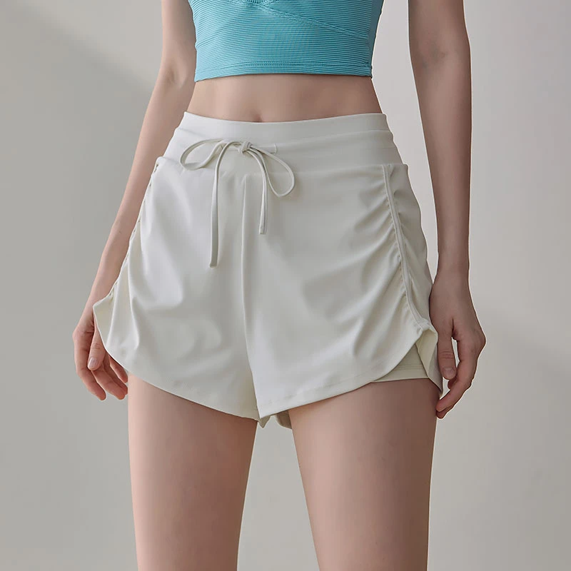 岚纹宽松运动短裤女防走光透气健身热裤跑步训练弹力瑜伽三分裤夏