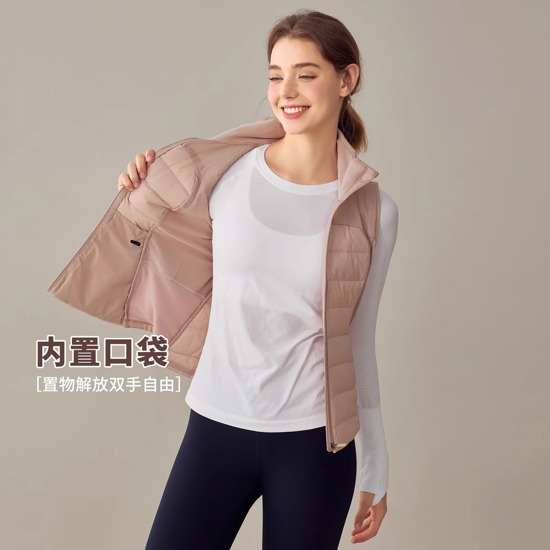 岚纹秋冬厚款外出马甲冬新款基础舒适轻薄内搭保暖健身运动外套女