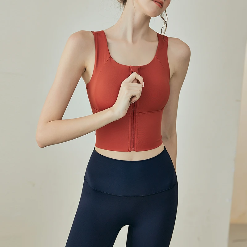 岚纹防震前拉链运动内衣女户外跑步瑜伽背心高强度健身文胸秋冬款