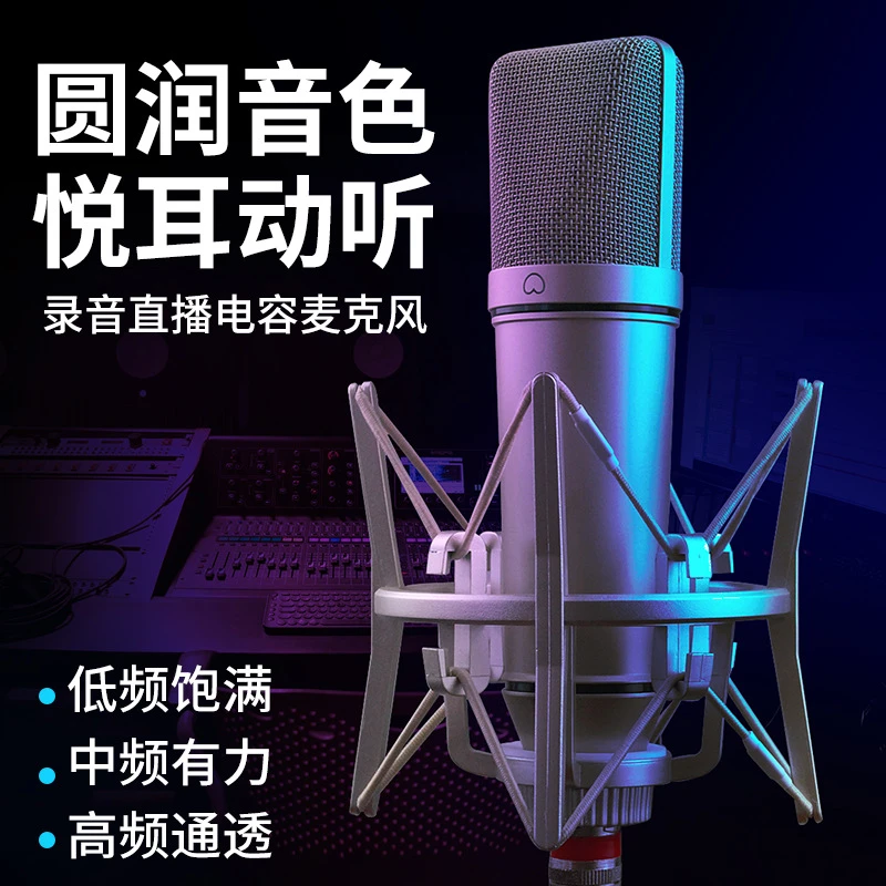 U87电容麦话筒金属26芯大振膜48V录音棚级直播K歌高端声卡专用