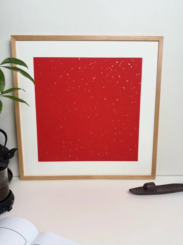 榉木平面直角原木色画框50*50*1含镂空卡上有机玻璃实木内架