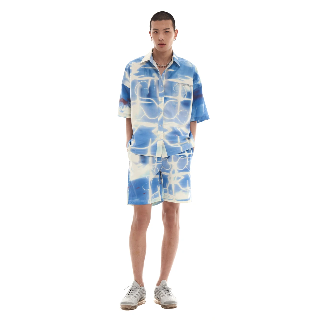 GARMENTS原创夏季数码满印短袖衬衫宽松潮牌中性印花衬衣