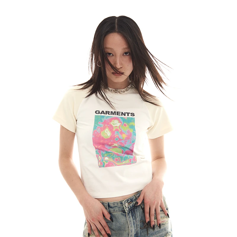 GARMENTS原创手绘印花圆领女式短袖T恤法国视觉艺术家联名款