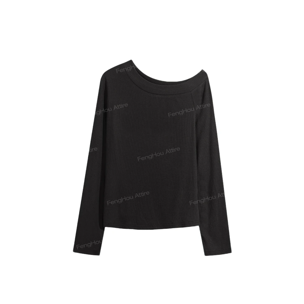 2024修身显瘦纯欲长袖短款上衣80E161