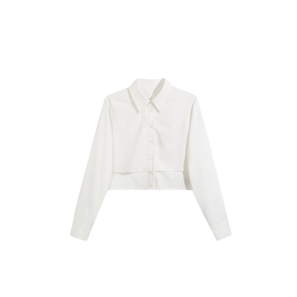 冬季新款时尚金属扣设计质感衬衫上衣85B1079