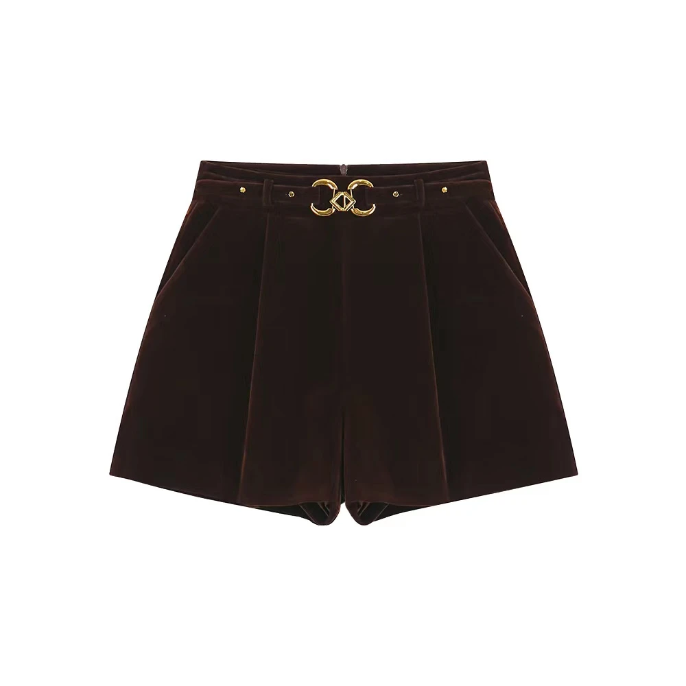 秋季新款高腰宽松外穿灯芯绒a字短裤8326171