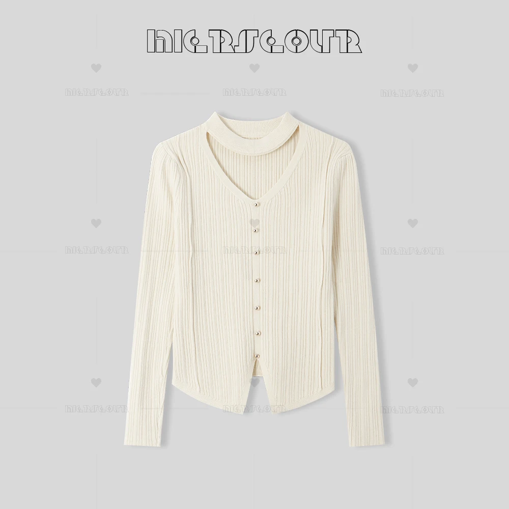 【微醺玫瑰】秋冬新款优雅公主风气质针织上衣752
