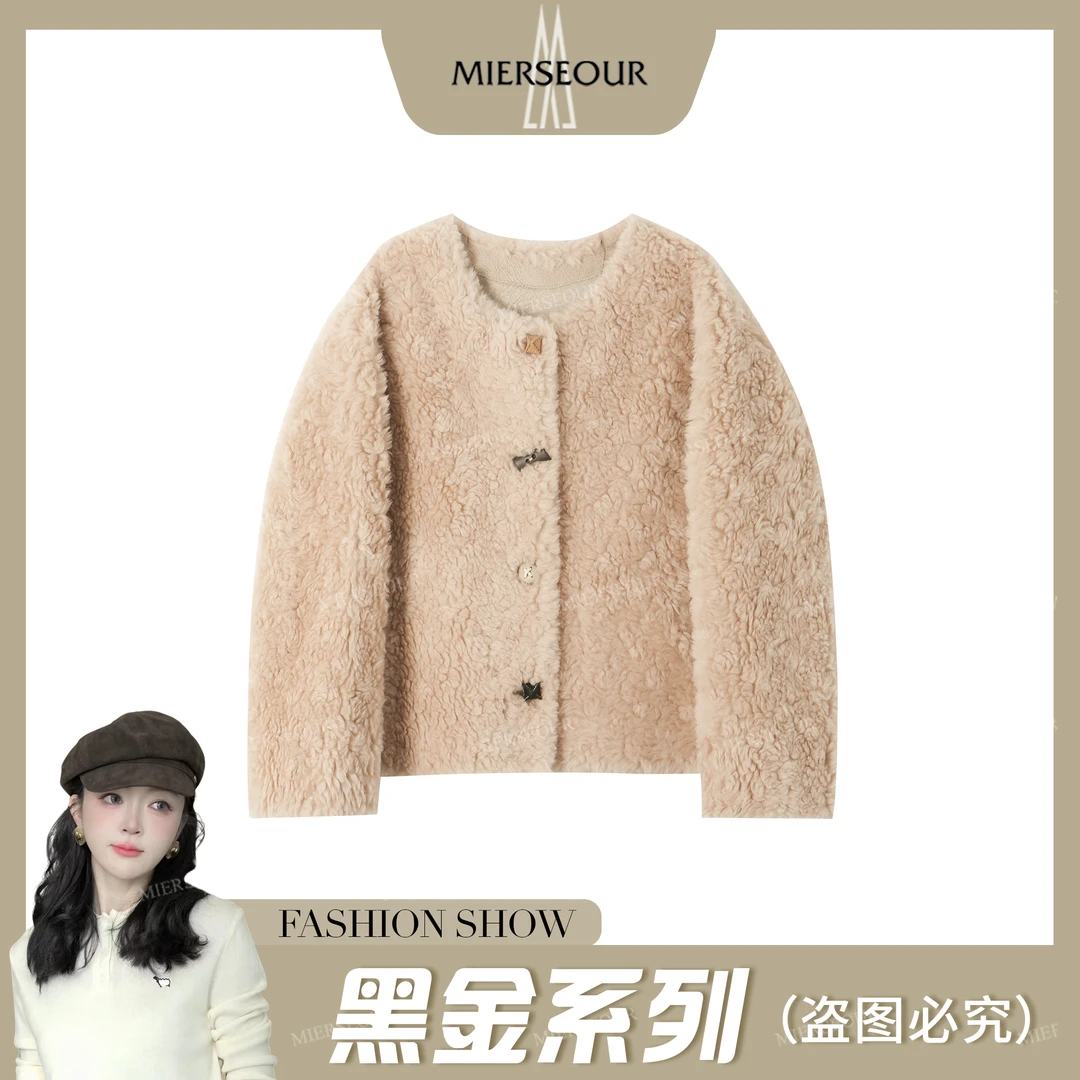 黑l金系列【跳跃质感】冬季新款时尚设计感毛绒厚外套8952759