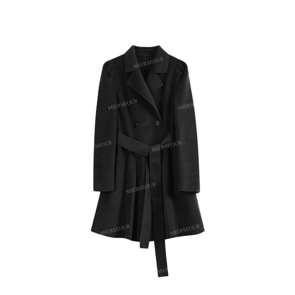 冬季新款简约设计感小收腰外套35B512