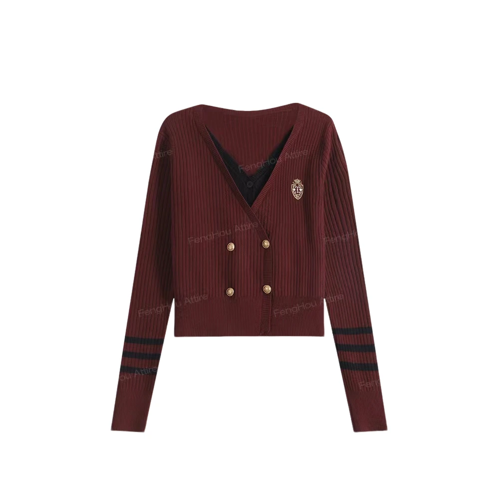 2024秋季新款洋气百搭学院风假两件毛衣96689