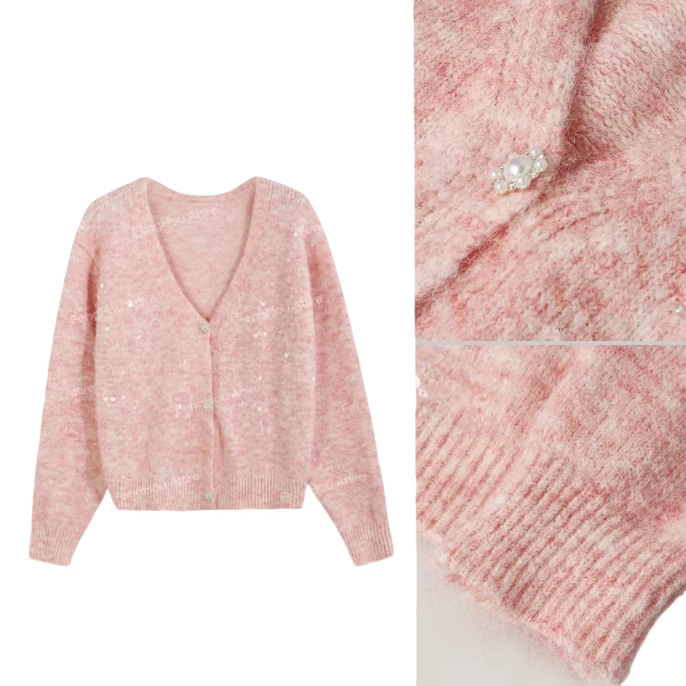 2024新款糖果条纹开衫针织上衣6611