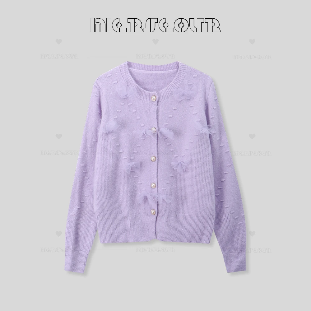 【少女日记】秋季新款甜美蝴蝶结针织开衫毛衣311132