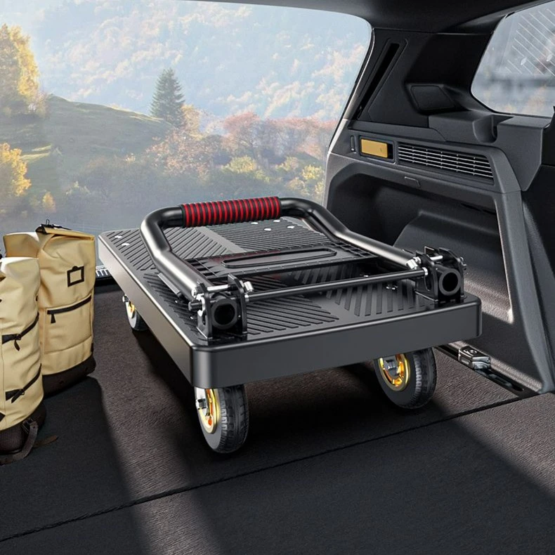 可折叠手推车平板车拖车小拉车推货便携静音小推车家用搬货手拉车