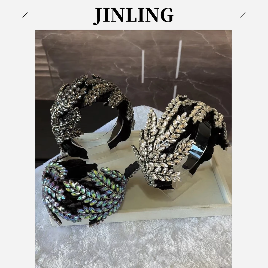 JINLING原创【双枫叶】时尚百搭洋气重工满钻夸张气质高端发箍发饰
