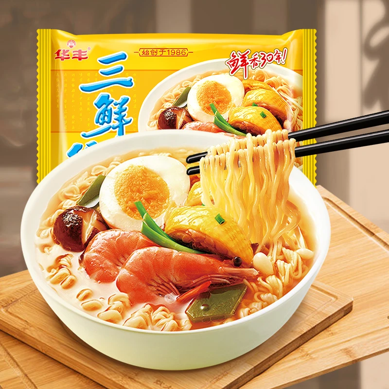 包邮华丰三鲜伊面排骨鸡肉原味泡面拌面袋装干吃速食品怀旧老式方