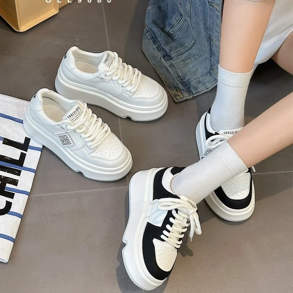 9680吸模耐磨底里外全真皮厚底小白休闲鞋