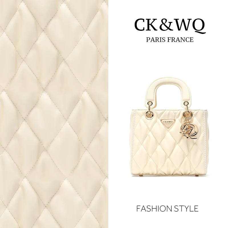 CK&WQ2025春夏上新简约气质褶皱菱格手提戴妃包