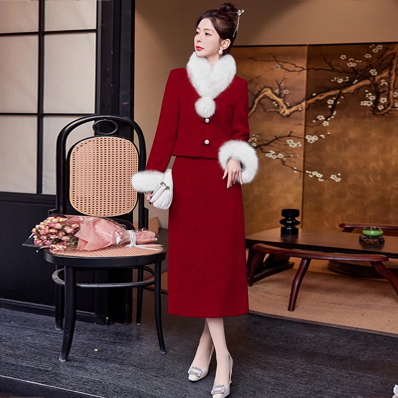 小香风羽绒服套装女2024冬季新款爆款时尚高端气质名媛保暖两件套