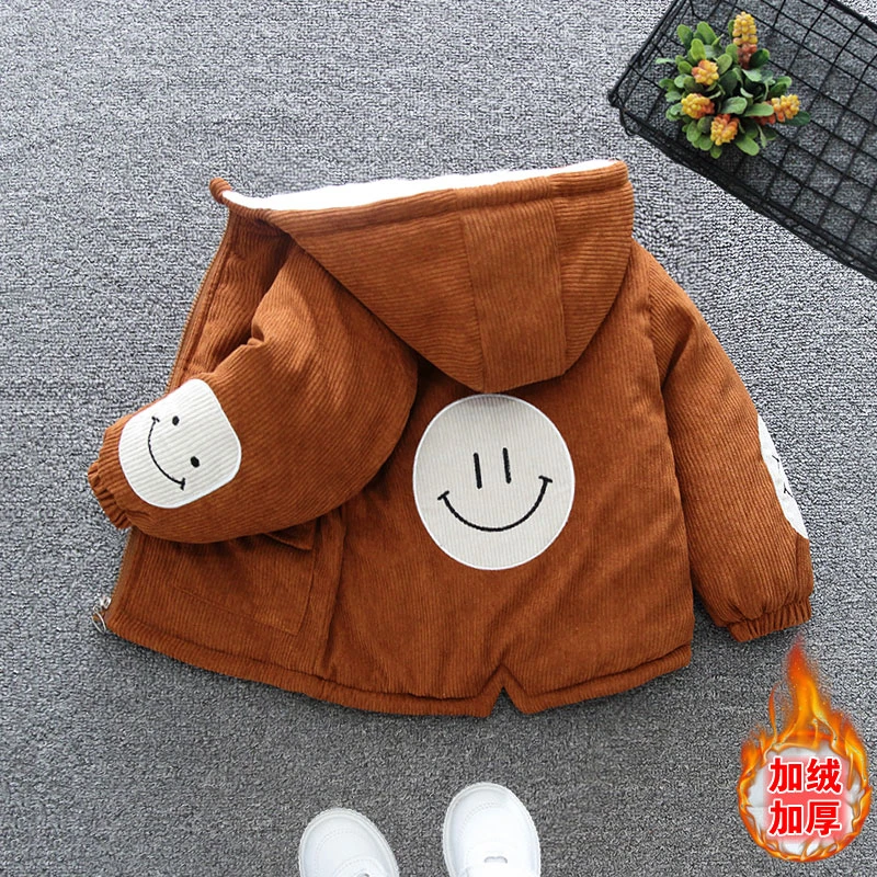 男童棉衣外套秋冬款2024新款儿童棉服冬装炸街灯芯绒加绒加厚上衣