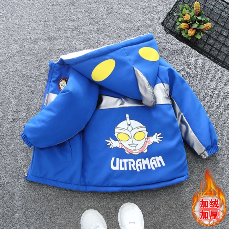 男童派克服外套秋冬装2024新款洋气儿童加绒加厚连帽时髦棉衣冬季