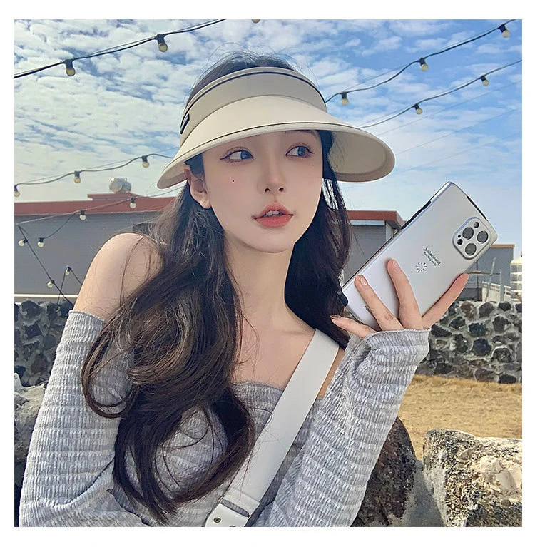 防晒帽女夏季新款可折叠大帽檐空顶帽子夏季防晒PP户外骑行太阳帽