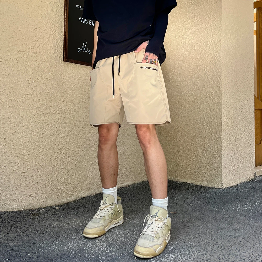 south美式潮牌夏季贴袋刺绣男士宽松休闲松紧抽绳设计五分短裤男