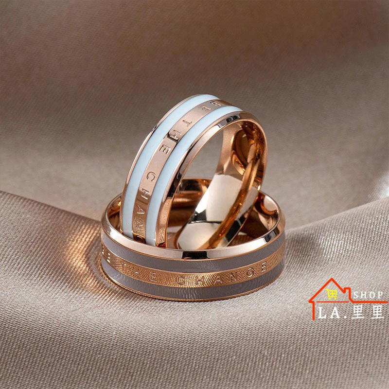 钛钢戒指 玫瑰金陶瓷情侣对戒时尚饰品指环韩版ins不掉色闺蜜戒指