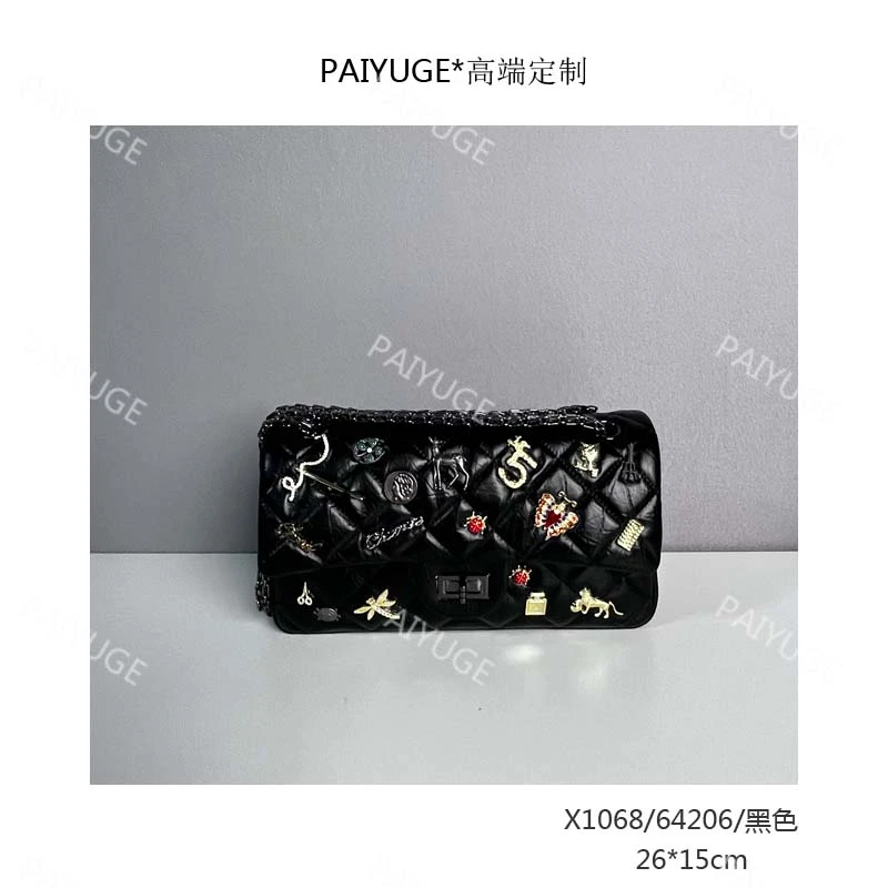 X1068/64206/黑  Paiyuge高端订制女士单肩包斜挎包手提包1520