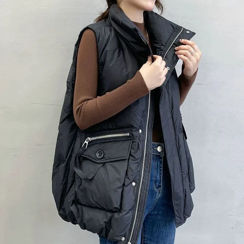 【80-200斤】羽绒棉马甲女2023秋冬大码新款宽松背心韩版坎肩外套