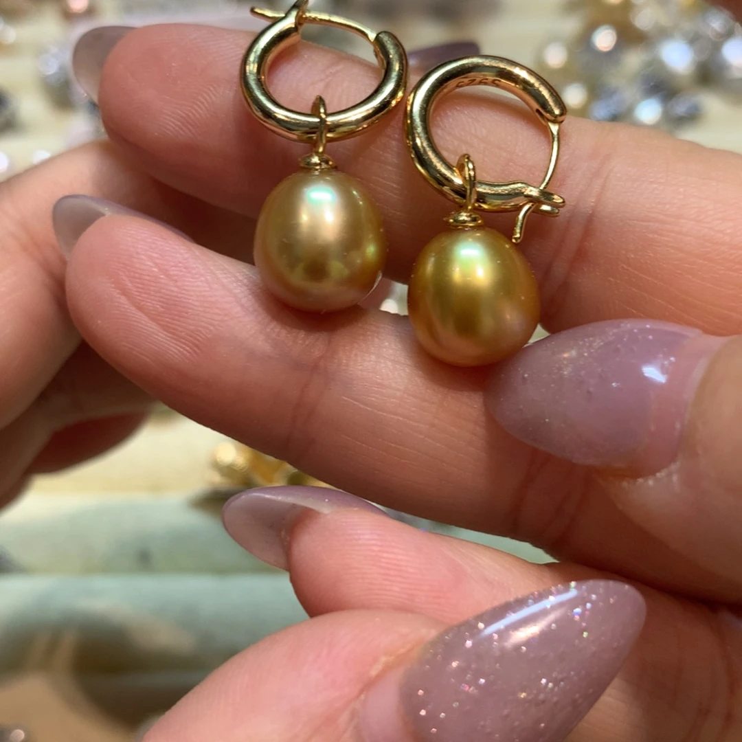 海水珍珠耳饰银S925镶嵌