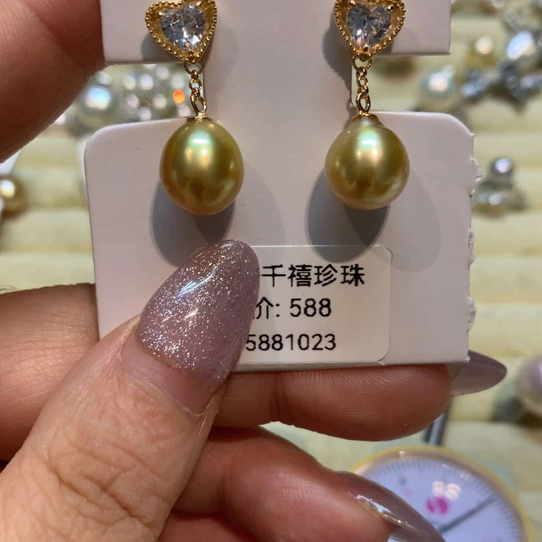 海水珍珠耳饰银S925镶嵌